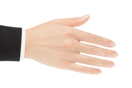 Hand for a handshake on a white backgroundの写真素材