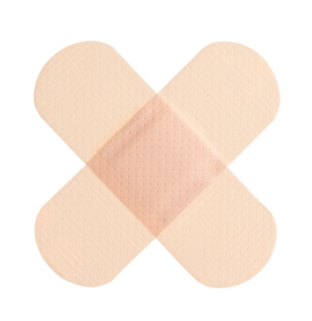 Adhesive bandage on a white backgroundの写真素材