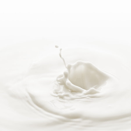 Milk. Template for the falling in the milk of berry or a piece of fruitの写真素材