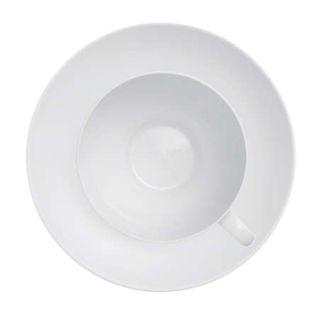 Cup and saucer on a white backgroundの写真素材