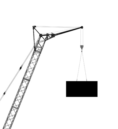 hoisting crane, silhouette on a white backgroundの写真素材