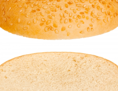 Hamburger bun on a white background, abstract backgroundの写真素材