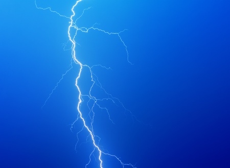 Lightning on a dark blue backgroundの写真素材