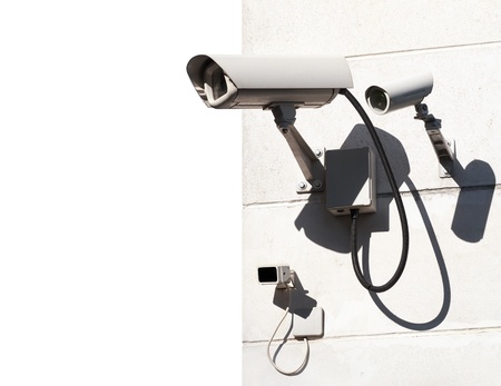 Security cameras on the wallの写真素材