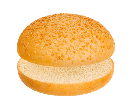 Hamburger bun on a white backgroundの写真素材