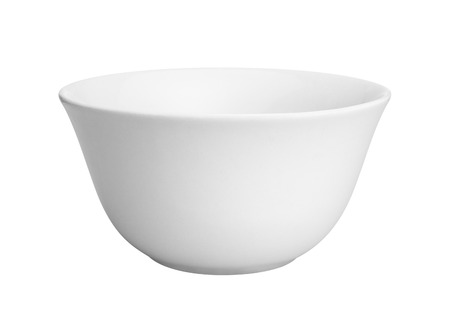 Empty white ceramic bowl on a white の写真素材