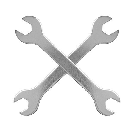 Two hand wrench tools on a white backgroundの写真素材