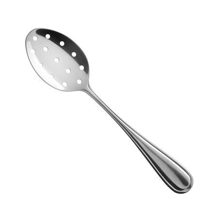 slotted spoon on white backgroundの写真素材