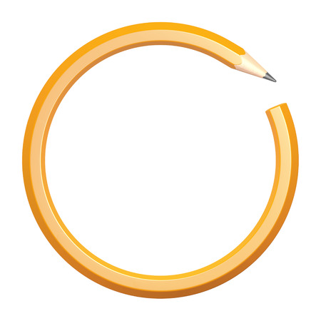 Lead pencil in the form of a circle on a white backgroundの写真素材