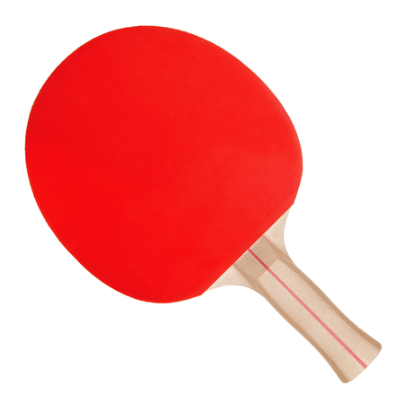 Racket for ping-pong and ball on white backgroundの写真素材
