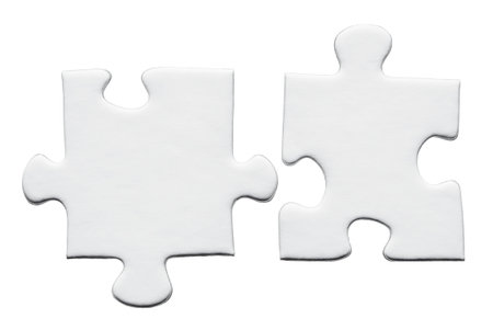 Blank puzzle on a white backgroundの写真素材