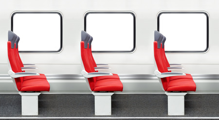Passenger chairs in a modern trainの写真素材