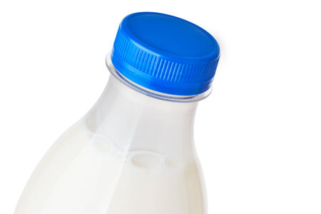 bottle of milk on white backgroundの写真素材