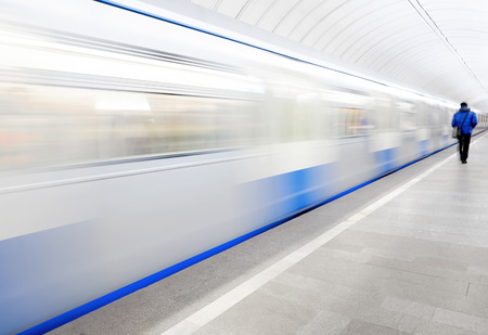 Subway station, train departure. Abstract background.の写真素材