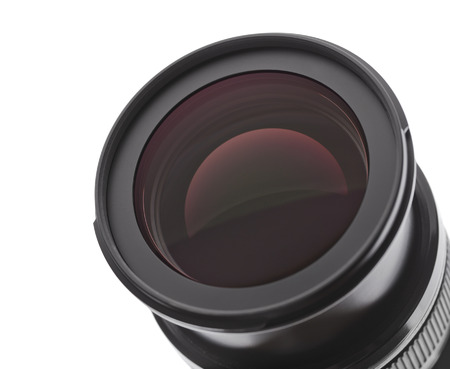 Camera photo lens on a white backgroundの写真素材