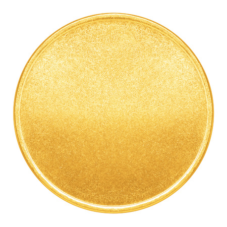 Blank template for gold coin or medal with metal textureの写真素材