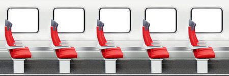 Passenger chairs in a modern trainの写真素材
