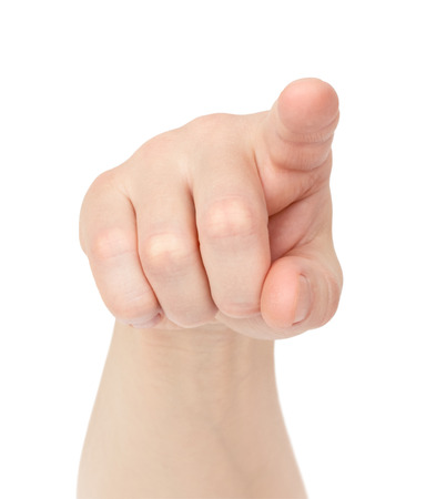 hand points finger at you or presses the buttonの写真素材