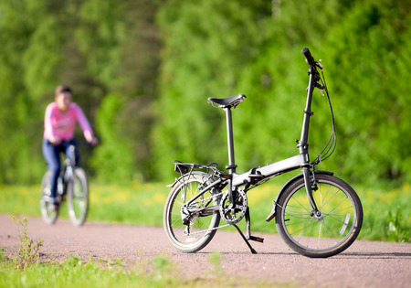 Bike on the road in the parkの写真素材