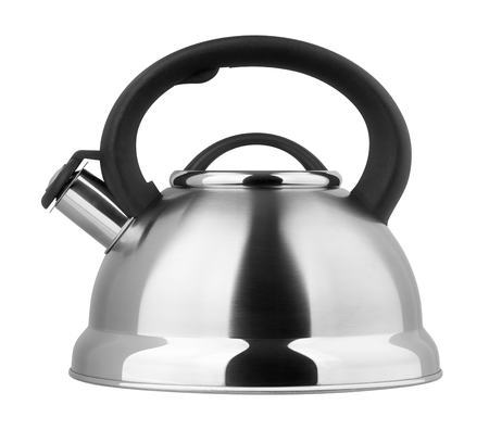 Kettle with whistle on a white backgroundの写真素材