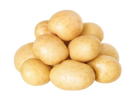 Potatoes on a white backgroundの写真素材