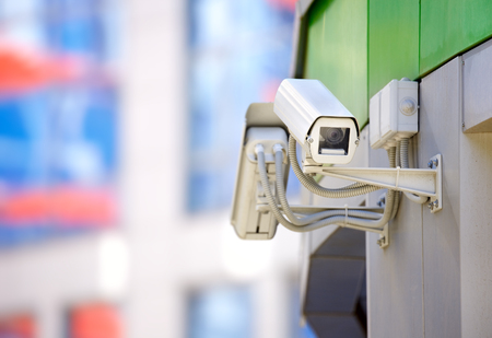 security cameras on the wallの写真素材
