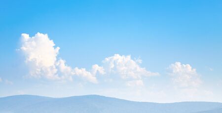 Beautiful landscape. Mountains or hills and sky with cloudsの写真素材