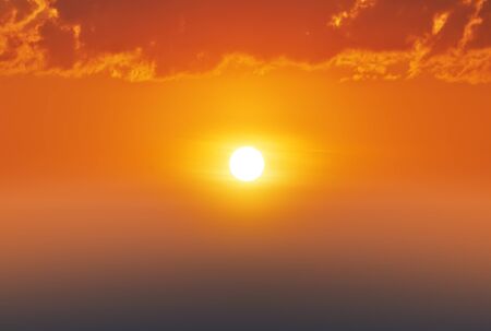 sunrise or sunset, sun among the cloudsの写真素材