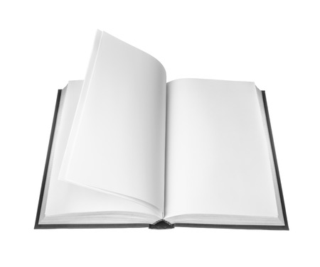 open book with blank pages on white backgroundの写真素材