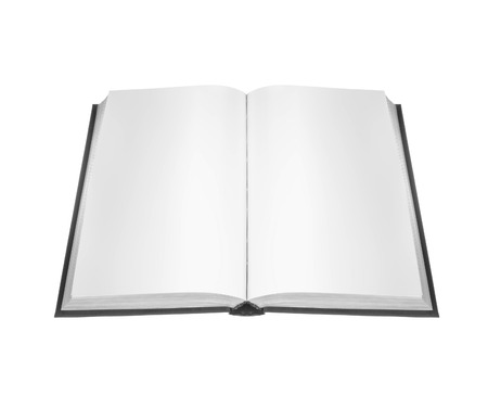 open book with blank pages on white backgroundの写真素材