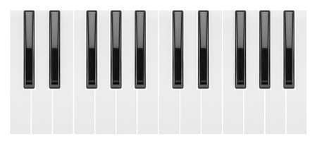 fragment of a piano keyboard isolated on white backgroundの写真素材