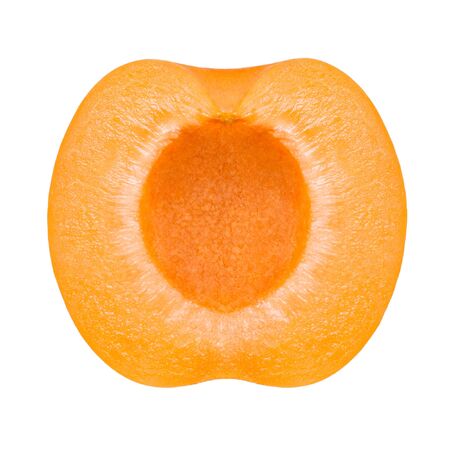 half of apricot isolated on white backgroundの写真素材