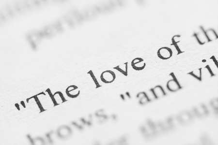 word love closeup on the book pageの写真素材