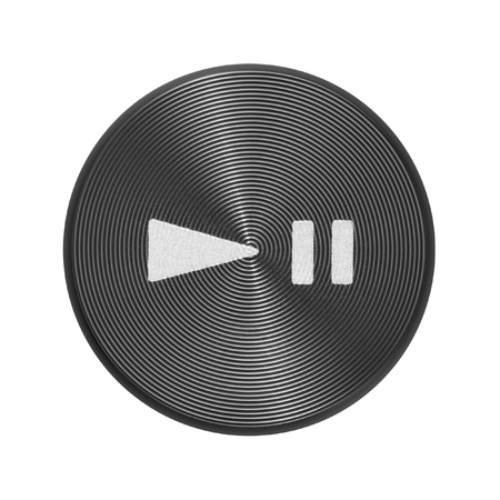 Play button close-up isolated on white backgroundの写真素材