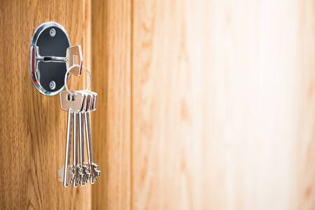 keys in the keyholeの写真素材