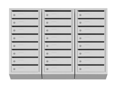 mail boxes on white backgroundの写真素材