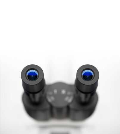 microscope close-up with a text fieldの写真素材