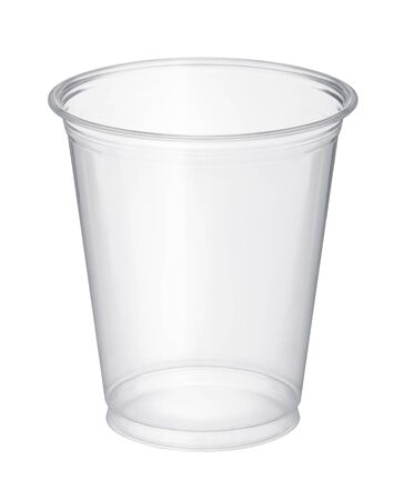 Plastic glass isolated on white backgroundの写真素材