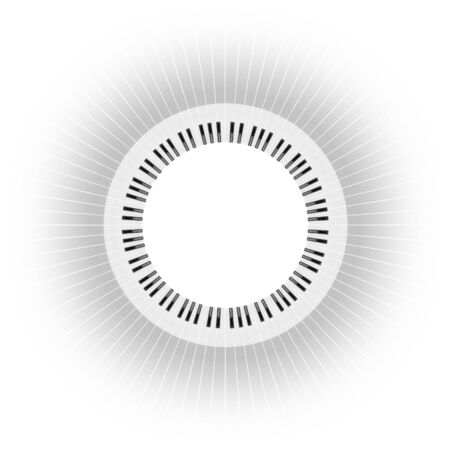 circle piano keyboard with raysの写真素材