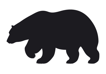 Silhouette bear on white background, vector illustration