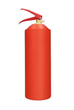 Red fire extinguisher isolated on white backgroundの写真素材