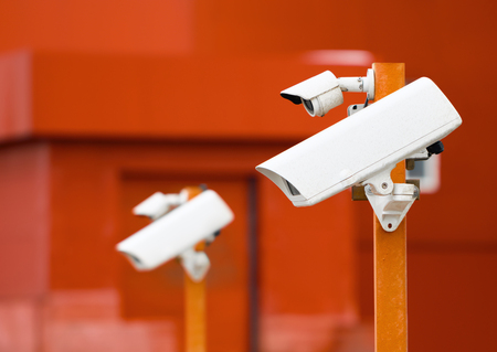Surveillance cameras in the Parking lot.の写真素材