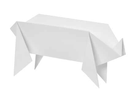 Origami of a pig isolated on white backgroundの写真素材
