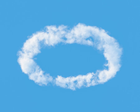 Cloud in  shape of  halo against the blue sky. 3D illustration.