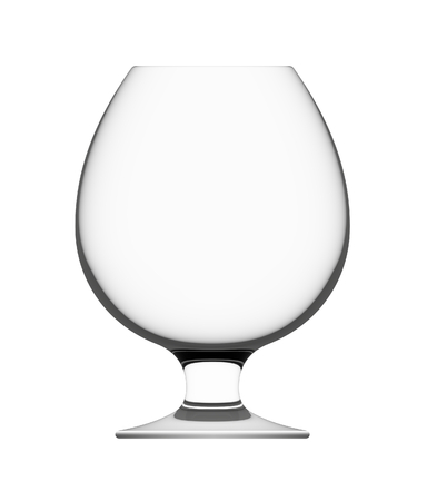 Empty cognac glass isolated on white background, 3D illustration.の写真素材