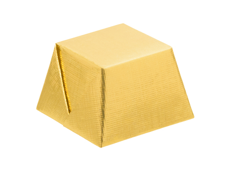 Candy in golden wrapper isolated on white backgroundの写真素材