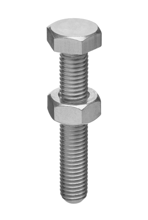 Bolt and nut isolated on white backgroundの写真素材
