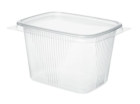 Plastic food container isolated on white background.の写真素材