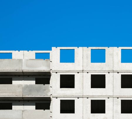 House under construction against the blue skyの写真素材