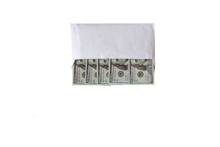 Money dollars lies in an envelope like a salary.の写真素材